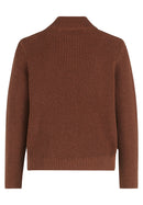 Zip StandUp Collar Cardigan - Brandy