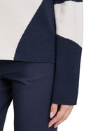 Pattern Raglan Slv Jumper - Patch Beige/dark Blue
