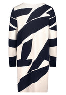 Graphic Long Cardigan - Patch Beige/dark Blue