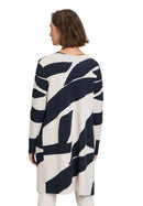 Graphic Long Cardigan - Patch Beige/dark Blue