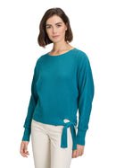 Tie Hem Round Neck Jumper - Colonial Blue