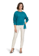 Tie Hem Round Neck Jumper - Colonial Blue