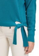 Tie Hem Round Neck Jumper - Colonial Blue