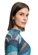 Patterned Chunky Jumper - Dark Blue/petrol