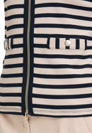 Round Neck Stripe Cardigan - Nature/dark Blue