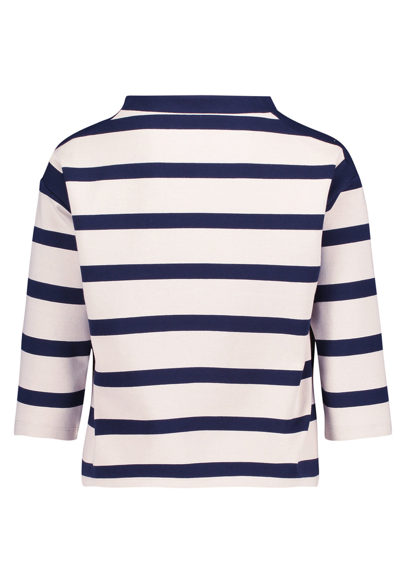 Striped Turtle Neck Sweat - Nature/dark Blue