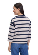 Striped Turtle Neck Sweat - Nature/dark Blue