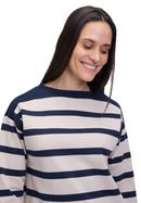 Striped Turtle Neck Sweat - Nature/dark Blue