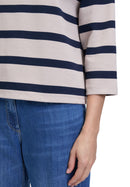 Striped Turtle Neck Sweat - Nature/dark Blue