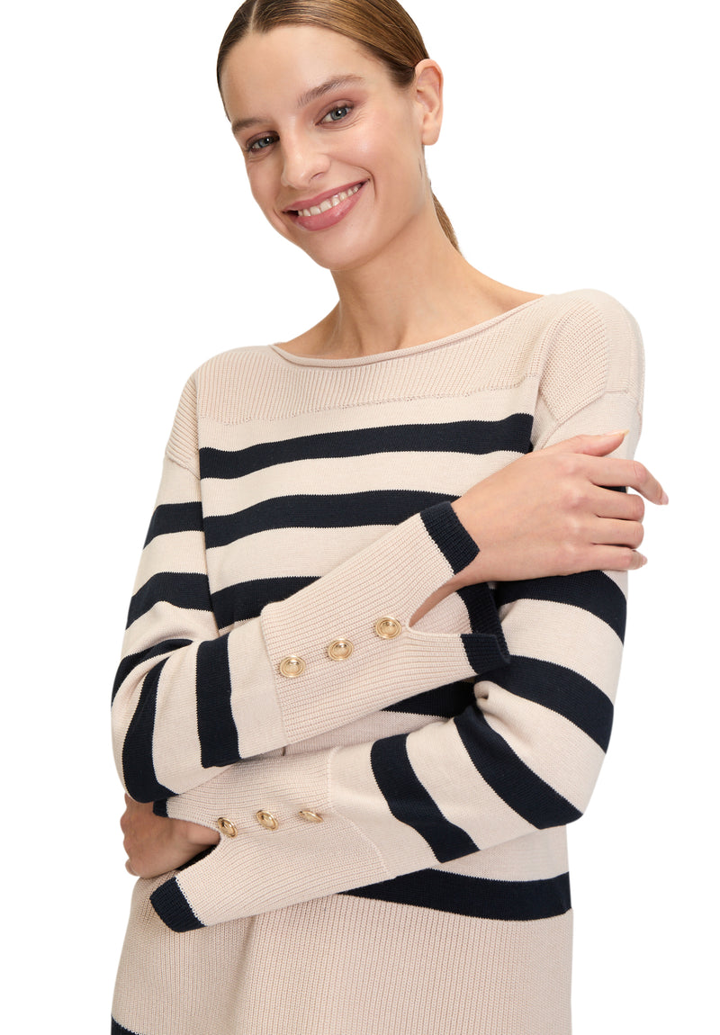 Bateau Neck Striped Jumper - Patch Nature/dark Blue