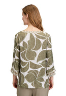 3/4 Sleeve Floral Overblouse - Khaki/nature