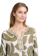 3/4 Sleeve Floral Overblouse - Khaki/nature