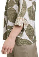 3/4 Sleeve Floral Overblouse - Khaki/nature