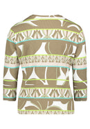 Print 3/4 Sleeve Jacket - Khaki/green
