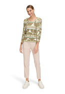 Print 3/4 Sleeve Jacket - Khaki/green