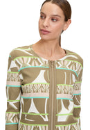 Print 3/4 Sleeve Jacket - Khaki/green