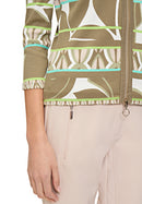 Print 3/4 Sleeve Jacket - Khaki/green