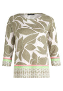 Betty Barclay Print 3/4 Sleeve Top - Khaki/green