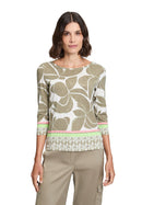 Betty Barclay Print 3/4 Sleeve Top - Khaki/green