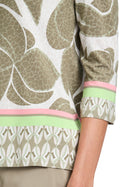 Betty Barclay Print 3/4 Sleeve Top - Khaki/green