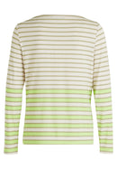 Bateau Neck Striped Top - Khaki/green