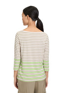 Bateau Neck Striped Top - Khaki/green