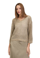 3/4 Sleeve V Neck Jumper - Soft Olive