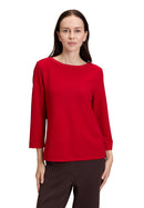3/4Sleeve Round Neck Jumper - Red Scarlet