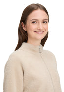 Plain Zipped Cardigan - Bright Taupe