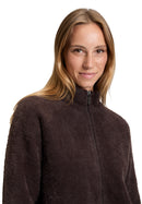 Plain Zipped Cardigan - Light Maroon