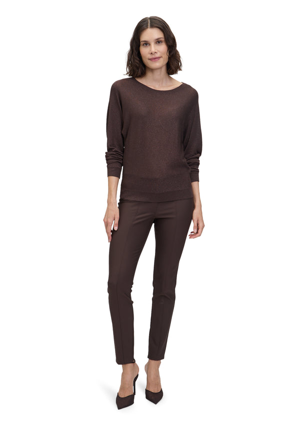 7/8 Length Plain Trouser - Light Maroon