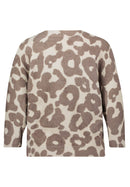 V Neck Animal Print Jumper - Taupe/taupe