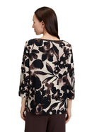 Bateau Neck Floral Jumper - Beige/brown