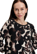 Bateau Neck Floral Jumper - Beige/brown