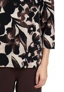 Bateau Neck Floral Jumper - Beige/brown