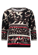 Bateau Neck Floral Jumper - Black/red