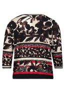 Bateau Neck Floral Jumper - Black/red
