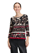 Bateau Neck Floral Jumper - Black/red