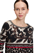 Bateau Neck Floral Jumper - Black/red