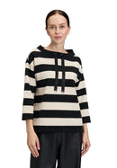 3/4Sleeve Stripe Sweatshirt - Black/beige