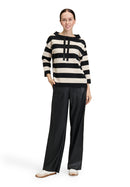 3/4Sleeve Stripe Sweatshirt - Black/beige