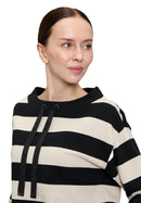 3/4Sleeve Stripe Sweatshirt - Black/beige