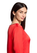 Plain Round Neck Blouse - High Risk Red