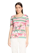 Floral Print T-Shirt - Rose & Cream