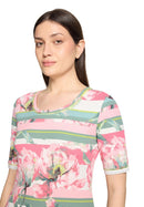 Floral Print T-Shirt - Rose & Cream