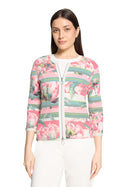 3/4 Sleeve Floral Jacket - Rose & Cream