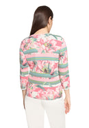 3/4 Sleeve Floral Jacket - Rose & Cream