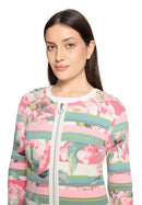 3/4 Sleeve Floral Jacket - Rose & Cream