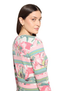 3/4 Sleeve Floral Jacket - Rose & Cream