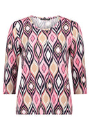 3/4 Sleeve Graphic Tee - Pink/dark Blue